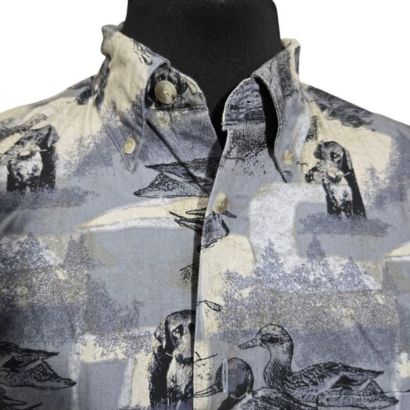 Outfitters Button‎ Down Shirt Men’s Large Scenic Print Long Sleeve Casual - Picture 1 of 9
